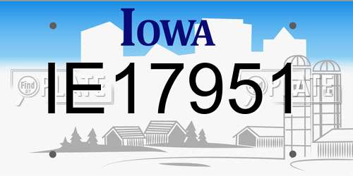 IE17951 Iowa License Plate