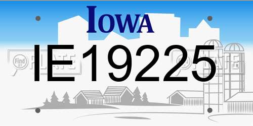 IE19225 Iowa License Plate