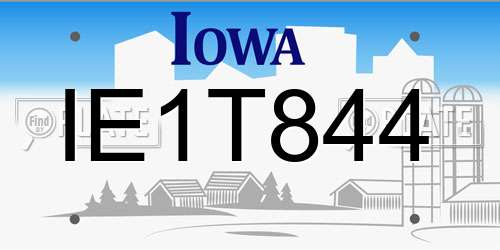 IE1T844 Iowa License Plate