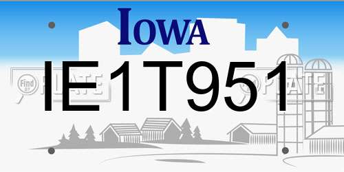IE1T951 Iowa License Plate