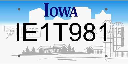 IE1T981 Iowa License Plate