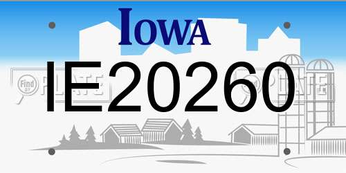 IE20260 Iowa License Plate