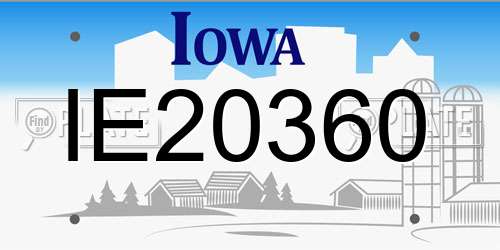 IE20360 Iowa License Plate
