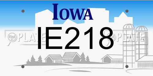 IE218 Iowa License Plate