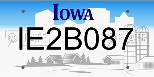 IE2B087 Iowa License Plate