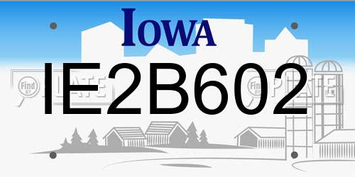 IE2B602 Iowa License Plate