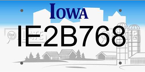 IE2B768 Iowa License Plate