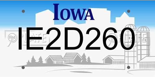 IE2D260 Iowa License Plate