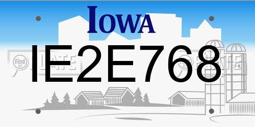 IE2E768 Iowa License Plate