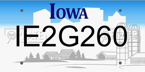 IE2G260 Iowa License Plate