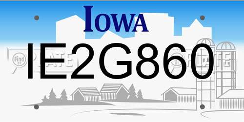 IE2G860 Iowa License Plate