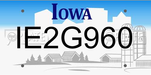 IE2G960 Iowa License Plate