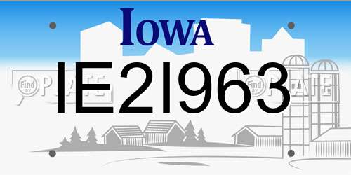 IE2I963 Iowa License Plate