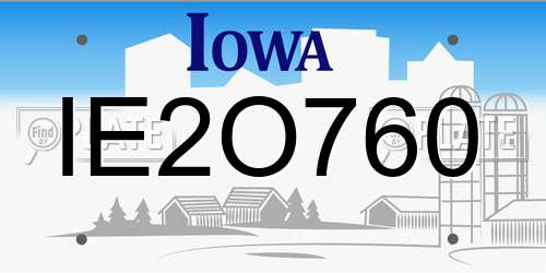 IE2O760 Iowa License Plate