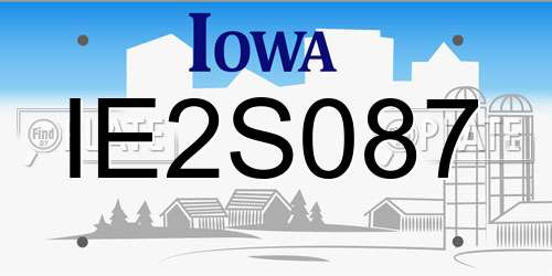 IE2S087 Iowa License Plate