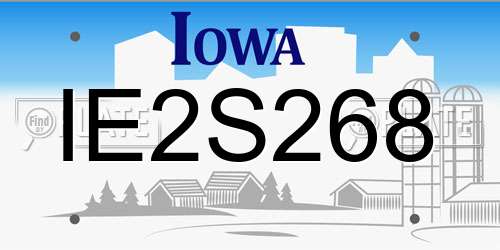 IE2S268 Iowa License Plate