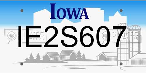IE2S607 Iowa License Plate