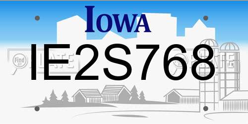 IE2S768 Iowa License Plate