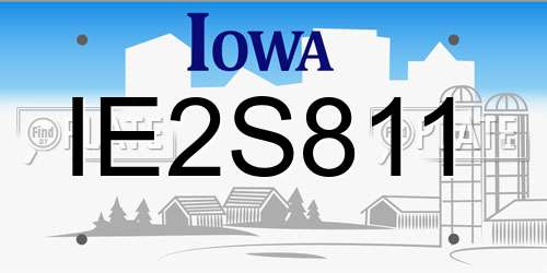 IE2S811 Iowa License Plate