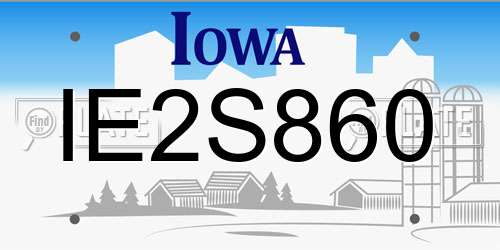 IE2S860 Iowa License Plate