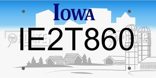 IE2T860 Iowa License Plate