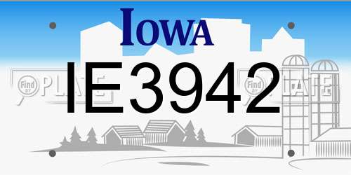 IE3942 Iowa License Plate
