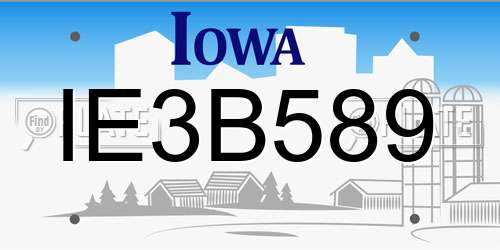 IE3B589 Iowa License Plate