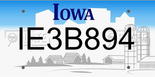 IE3B894 Iowa License Plate