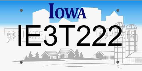 IE3T222 Iowa License Plate