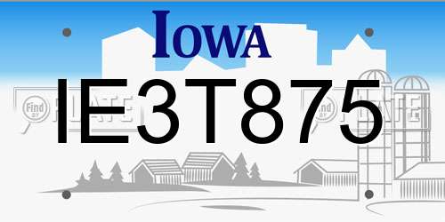 IE3T875 Iowa License Plate