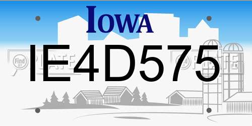 IE4D575 Iowa License Plate