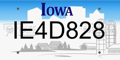 IE4D828 Iowa License Plate