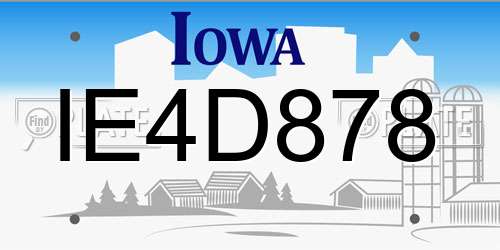 IE4D878 Iowa License Plate