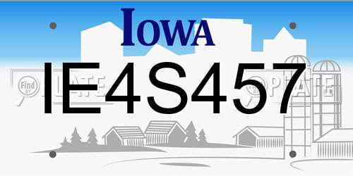 IE4S457 Iowa License Plate