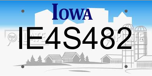 IE4S482 Iowa License Plate
