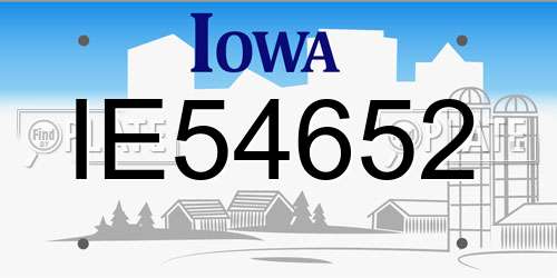 IE54652 Iowa License Plate