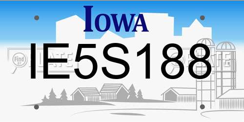 IE5S188 Iowa License Plate