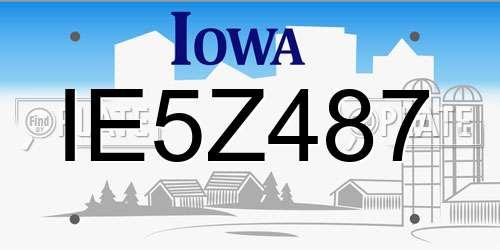 IE5Z487 Iowa License Plate