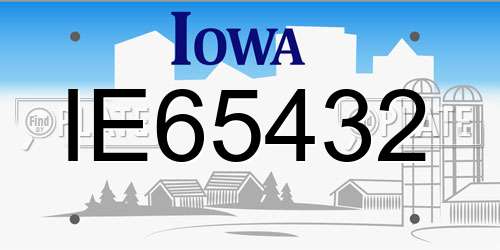 IE65432 Iowa License Plate