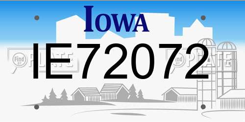 IE72072 Iowa License Plate