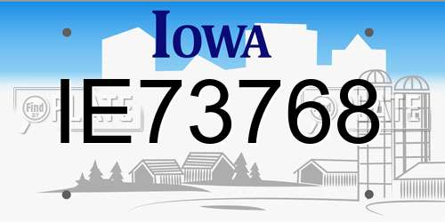 IE73768 Iowa License Plate