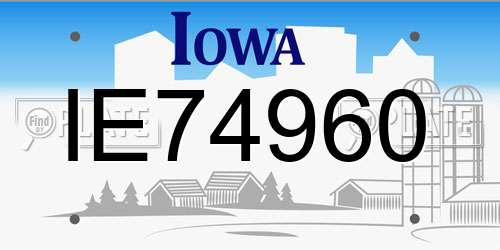 IE74960 Iowa License Plate