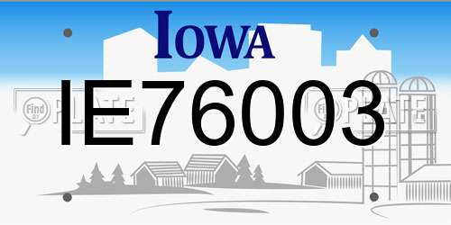 IE76003 Iowa License Plate