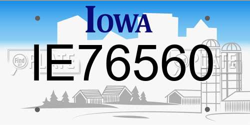IE76560 Iowa License Plate