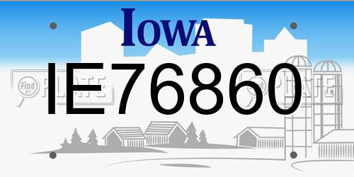IE76860 Iowa License Plate