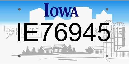 IE76945 Iowa License Plate
