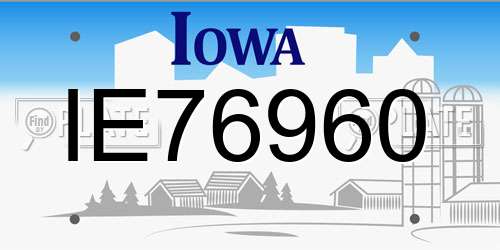 IE76960 Iowa License Plate