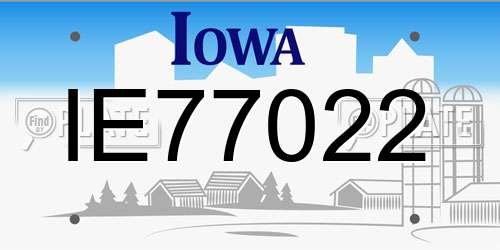 IE77022 Iowa License Plate