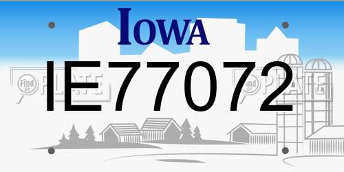 IE77072 Iowa License Plate