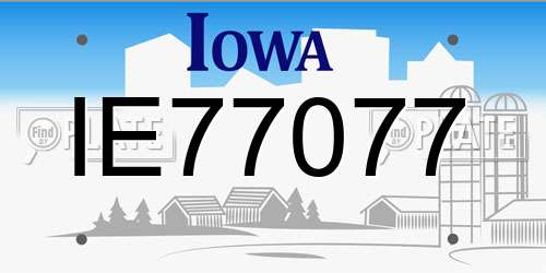 IE77077 Iowa License Plate